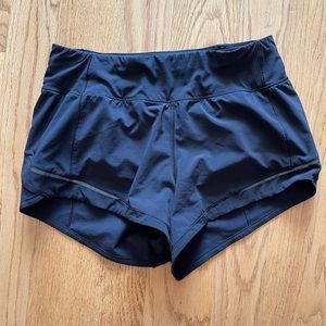lululemon high waisted shorts with mesh trim and accents